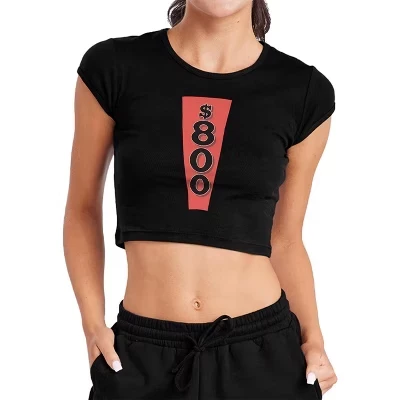 Women's Wheel of Fortune Wedge 800 Cap Sleeve Baby Rib Crop Top black