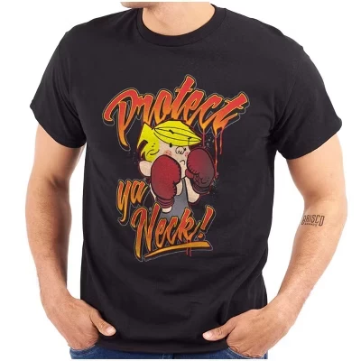 Мужская футболка с рисунком Dennis the Menace Protect Ya Neck лицензионного черного цвета