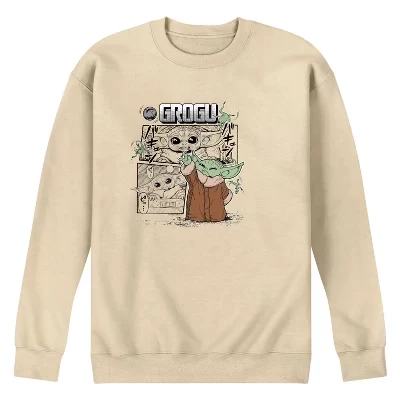 Men's -  - Grogu Panels Graphic Fleece Sweatshirt cream
