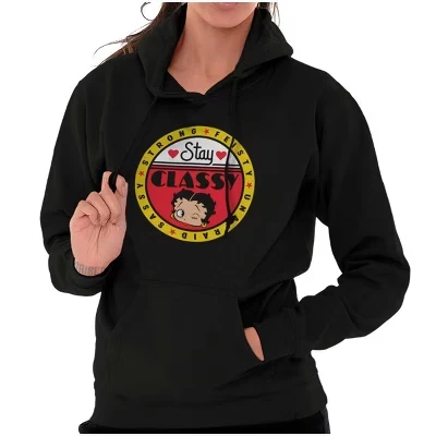 Betty Boop Остается стильной дерзкой толстовкой с капюшоном, женская лицензионная белая толстовка