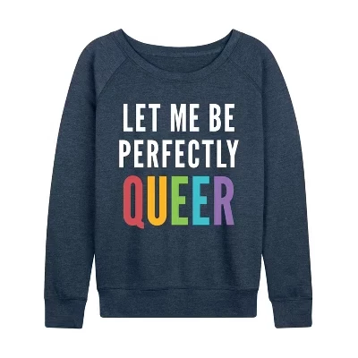 Женская рубашка Let Me Be Perfectly Queer из легкого французского махрового полотна с широким вырезом и длинными рукавами цвета Хизер индиго.