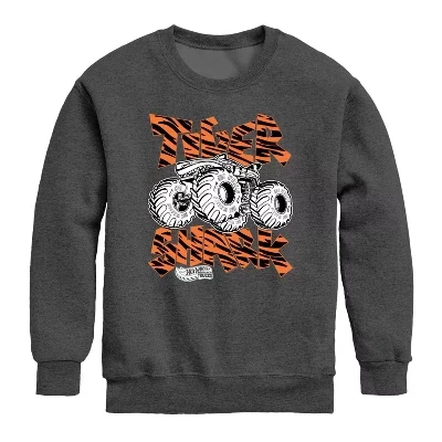 Флисовая толстовка с рисунком Тигровой акулы Monster Truck и длинным рукавом из верескового угля