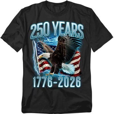 Мужская футболка USA 250 Years Eagle Lightning черного цвета