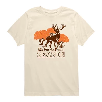 Tis the Season Fall Deer Short Sleeve Graphic T-Shirt cream