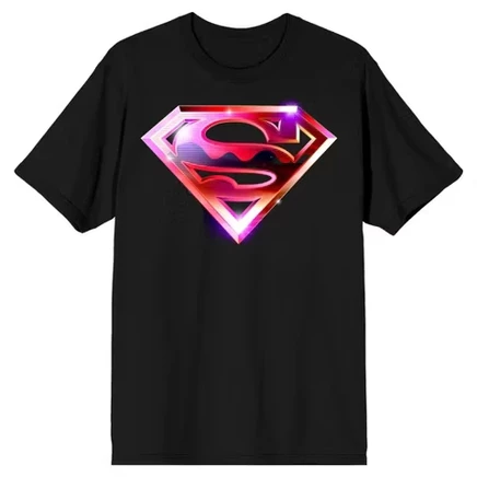 Мужская черная футболка с хромированным логотипом Superman