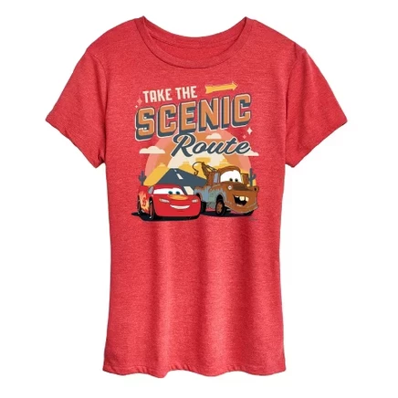 Женская футболка Take The Scenic Route с коротким рукавом и рисунком heather red