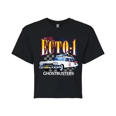 Женская футболка Ghostbusters Ecto 1 укороченная, черная