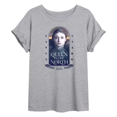 Женская футболка с объемным рисунком Queen In The North серого цвета