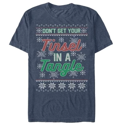 Мужская футболка Lost Gods Christmas Tinsel in a Tangle с рождественской мишурой, синяя