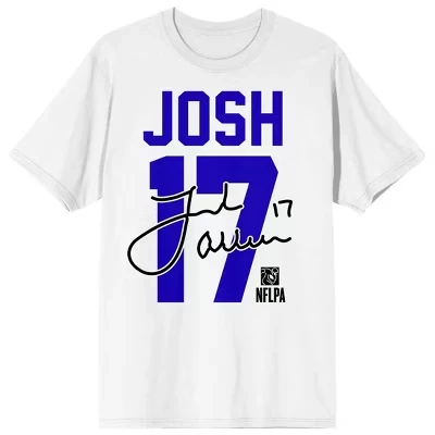 Фирменная футболка для взрослых NFLPA Josh Allen 17 белого цвета с круглым вырезом и коротким рукавом белого цвета