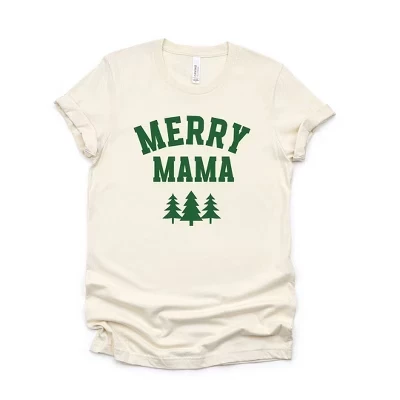 Женская футболка Merry Mama Pine Tree с коротким рукавом и графическим рисунком кремового цвета