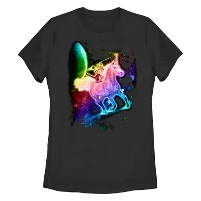 Женская футболка с единорогом Lost Gods Rainbow Cat Rides черного цвета