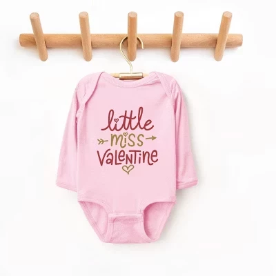 Детское боди Little Miss Valentine с длинным рукавом розового цвета