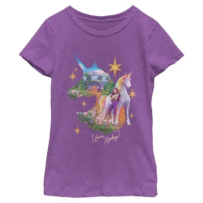 Футболка для девочек Unicorn Academy, фиолетовая