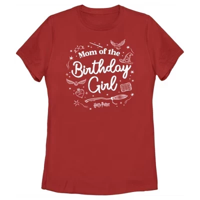 Женская футболка Harry Potter Birthday Girl Mom, красная