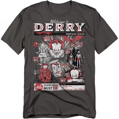 Мужская футболка из каталога Welcome To Derry Pennywise цвета древесного угля
