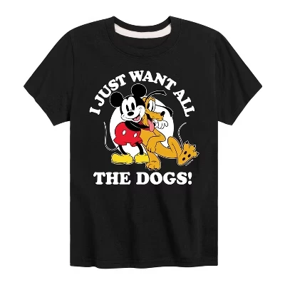 Футболка с коротким рукавом и рисунком Mickey Pluto Just Want All Dogs черного цвета