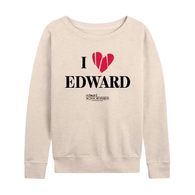 Women's -  - I Love Edward Lightweight French Terry Wide Neck Long Sleeve Graphic Shirt birch