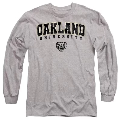 Мужская футболка с длинным рукавом Athletic heather с логотипом Oakland University Arch с логотипом средней школы