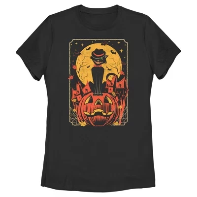 Женская футболка Lost Gods Halloween в стиле ретро с изображением кошек на Хэллоуин, черная