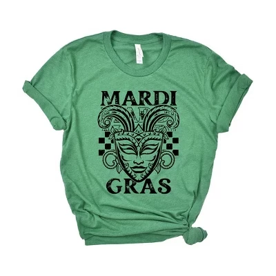 Женская футболка с коротким рукавом и рисунком в виде маски Марди Гра grass