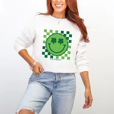 S.W.Smiley Clover Eyes Smiley - женская толстовка с рисунком, белая