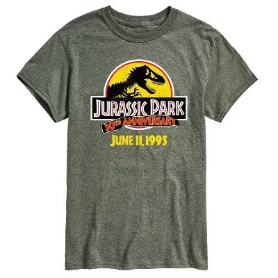 Мужская футболка Jurassic Park 30th Logo, меланжево-зеленая