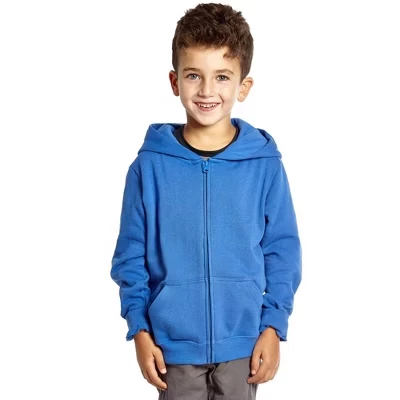 Детская хлопковая однотонная толстовка с капюшоном на молнии Leveret Kids