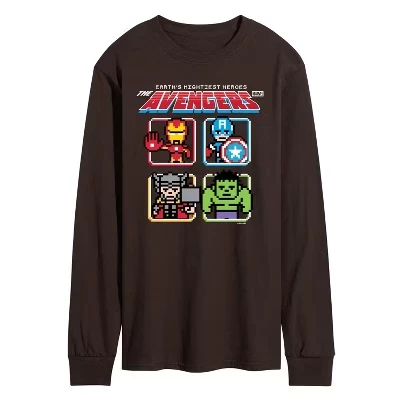 Мужская футболка с длинным рукавом Avengers 8Bit с графическим рисунком коричневого цвета
