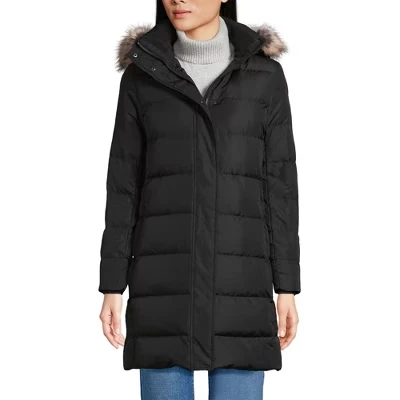 Женское пуховое пальто Lands' End Max 600, черное