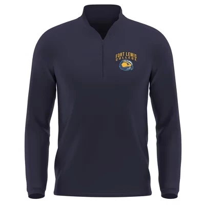 Мужской пуловер Fort Lewis College Adult Active Sport на молнии 1/4 с логотипом слева на груди синего цвета