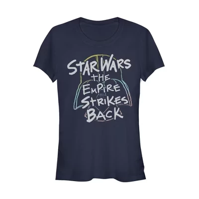 Juniors Womens  Empire Strikes Back Crayon Outline T-Shirt