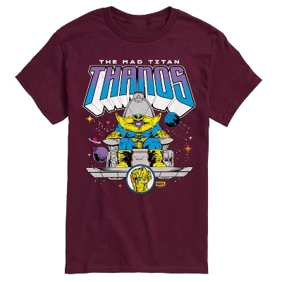 Мужская футболка Thanos Mad Titan с коротким рукавом и графическим рисунком темно-бордового цвета