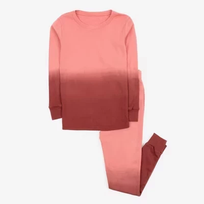 Детская хлопковая пижама Leveret Kids с эффектом Омбре, окрашенная в розовый цвет