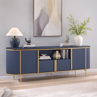Тумба под ТВ Sincido 70″ с рифлёной панелью, синяя