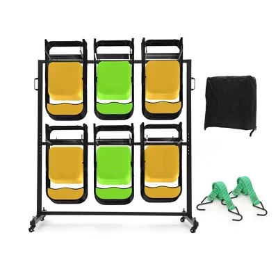 Folding Chair Rack, 800 LBS Capacity, Chair Cart for 84 Chairs or 12 Tables & 42 Chairs, with Rubber Wheels and  Weatherproof Cover black