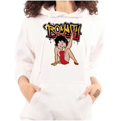 Betty Boop Royalty Paint Drip Толстовка с капюшоном и рисунком из мультфильма Женская лицензионная белая