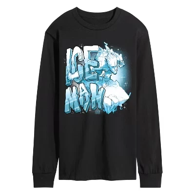 Мужская футболка с длинным рукавом и графическим принтом Iceman Name, черная