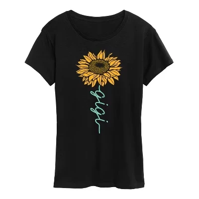 Женская футболка с коротким рукавом Sunflower Gigi с рисунком подсолнуха, черная