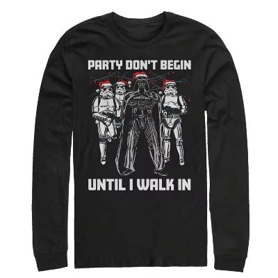 Мужская рождественская рубашка с длинным рукавом Dark Side Party черного цвета