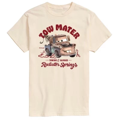 Мужская футболка Tow Mater Towing с коротким рукавом и графическим принтом кремового цвета