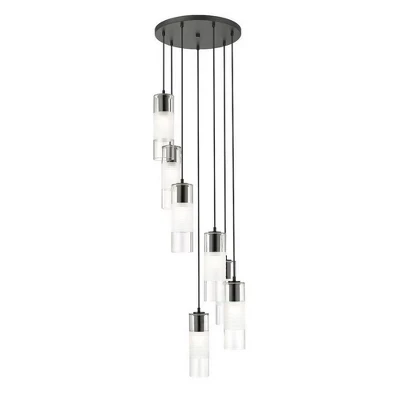 Современная люстра Alton 7-Light - С регулируемой яркостью, с защитой от влаги, Стальная, Ширина 18 дюймов, Черная лампа накаливания