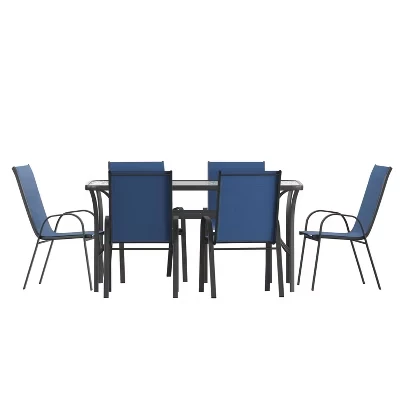 Комплект Flash Furniture Brazos, стол и 6 стульев, синий