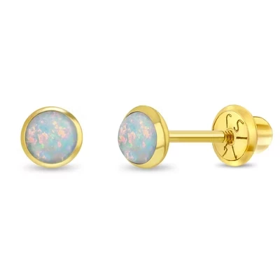 Детские серьги In Season Jewelry 14k с опалом, белые