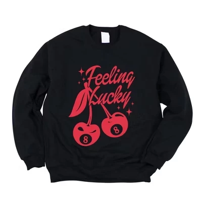 Женская толстовка с рисунком Feeling Lucky Cherries midnight