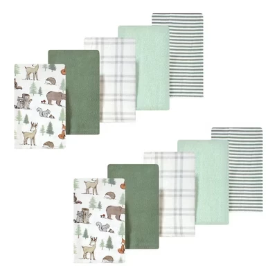 Детские фланелевые салфетки для отрыжки Hudson Baby 10pk woodland лесные животные