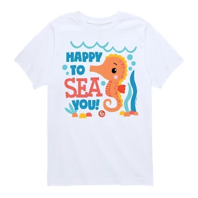 Белая футболка с коротким рукавом и рисунком Happy To Sea You