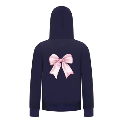 Толстовка на молнии с розовым бантом из коллекции Girls Collection – Симпатичная толстовка с атласной лентой и графическим принтом