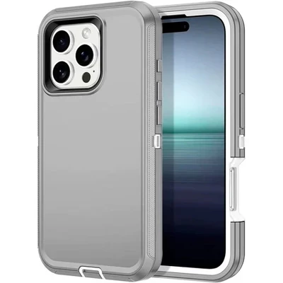 Чехол, совместимый с iPhone 16 Pro Max - Трехслойная сверхпрочная защита серого цвета