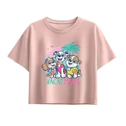 Футболка для девочек - Paw Patrol - Vacay Mode с коротким рукавом и графическим рисунком светло-розового цвета